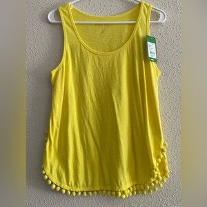 NWT - Lilly Pulitzer Women’s Small Yellow Sleeveless McKee Top with Pom Poms